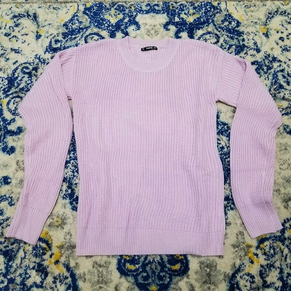 Shein Lilac Tunic Sweater Crew Neck Drop Shoulder - Picture 5 of 5